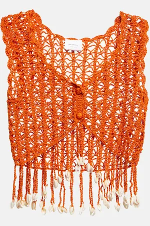 ANNA KOSTUROVA Embellished crochet crop top