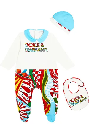 Dolce & Gabbana Baby cotton onesie, bib and beanie set