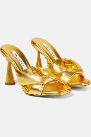 Aquazzura Amore metallic leather mules