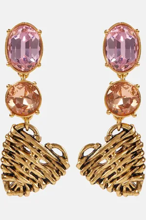 Oscar de la Renta Rattan Heart embellished earrings