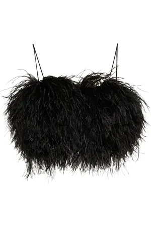 DAVID KOMA Feather-embellished crop top