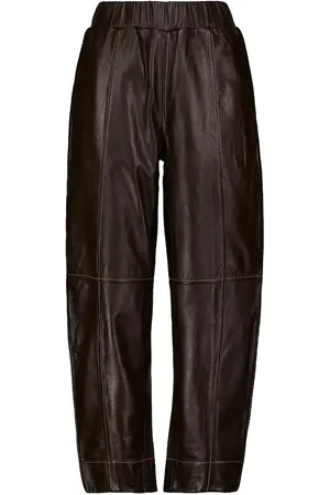 Ganni Mid-rise wide-leg leather pants