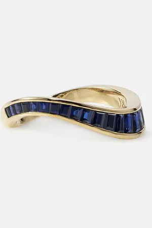 Rainbow K Wave 9kt gold ring with sapphires