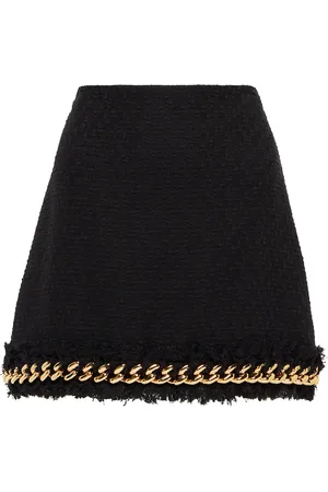 VERSACE Chain-embellished tweed miniskirt