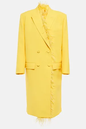 VALENTINO Feather-trimmed virgin wool coat
