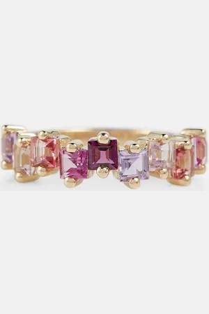 Suzanne Kalan 14kt gold ring with topaz, amethyst and rhodolite