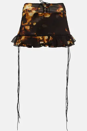KNWLS Low-rise printed ruffle miniskirt