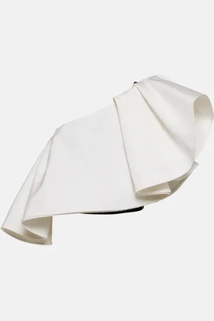 Carolina Herrera One-shoulder ruffled silk top