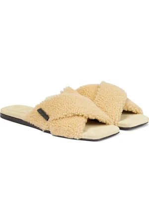 Brunello Cucinelli Embellished shearling slides