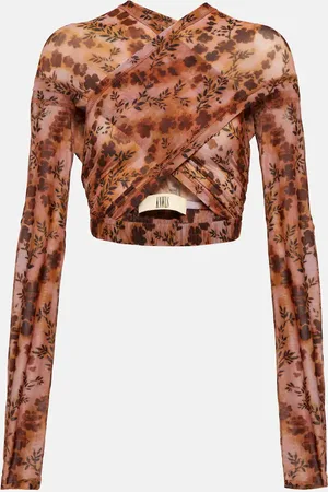 KNWLS Anti Cross Over floral jersey crop top