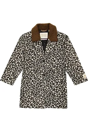 Scotch&Soda Leopard-print faux fur-trimmed jacket