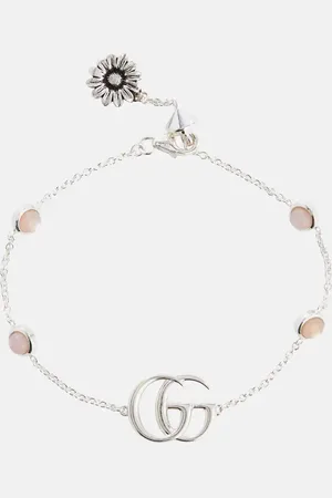 Gucci Double G sterling bracelet with mother of pearl