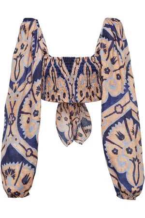 JOHANNA ORTIZ Filles De Joie printed linen crop top
