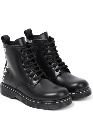 Balmain Logo leather combat boots