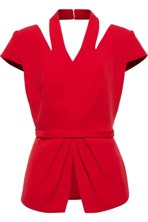 Safiyaa Ramona crÃªpe halterneck cutout top