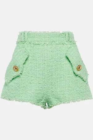 Balmain High-rise tweed shorts