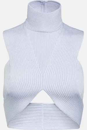 Alaïa AlaÃ¯a Ribbed-knit crop top
