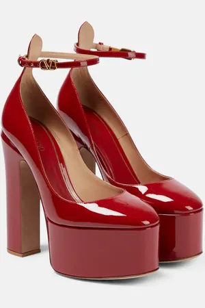 VALENTINO GARAVANI Tan-Go patent leather platform pumps