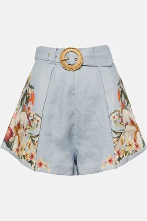 ZIMMERMANN Lexi floral high-rise linen shorts