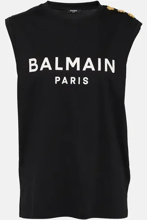 Balmain Logo cotton jersey tank top