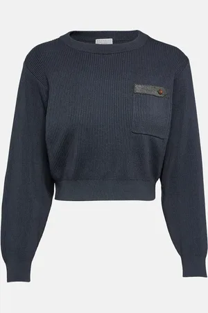 Brunello Cucinelli Cropped ribbed-knit cotton sweater