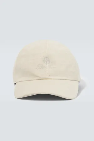 Loro Piana Logo cotton and linen baseball cap