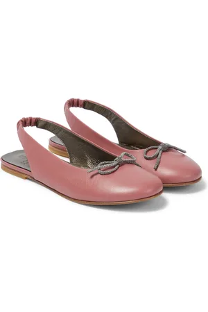 Brunello Cucinelli Embellished leather slingback ballet flats