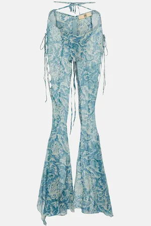 KNWLS Printed low-rise silk-blend pants