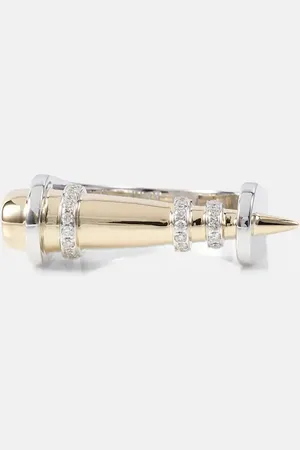 Rainbow K Horn 14kt white and yellow ring with diamonds