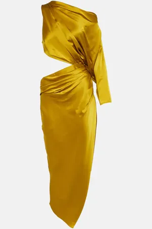 The Sei Cutout one-shoulder silk satin midi dress