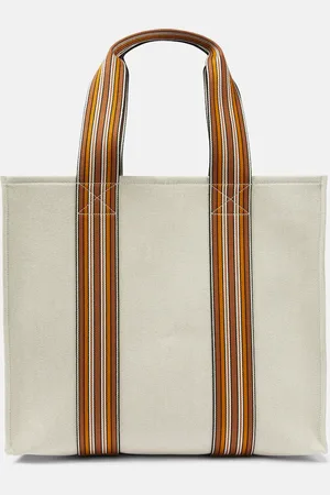 Loro Piana The Suitcase Stripe Medium canvas tote bag