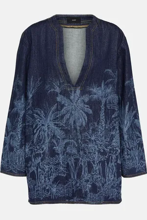 Alanui Jungle printed denim top