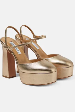 Aquazzura Groove Plateau 120 leather platform pumps