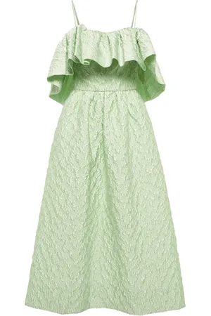 MONIQUE LHUILLIER Off-shoulder matelassÃ© midi dress