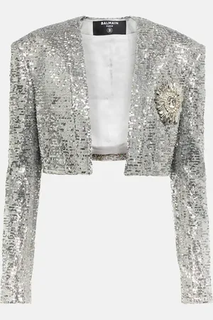 Balmain Cropped sequined blazer