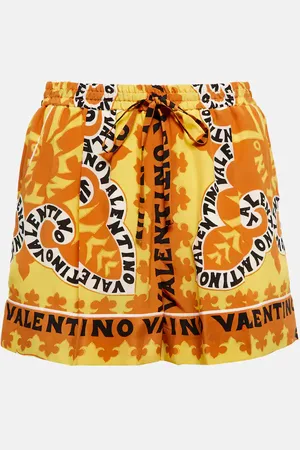 VALENTINO Printed silk crÃªpe shorts