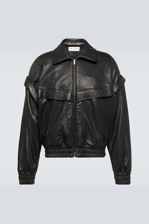 Saint Laurent Distressed leather bomber jacket