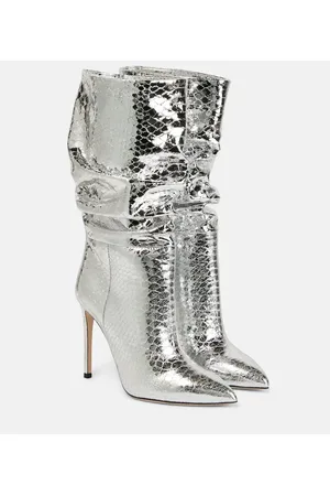 PARIS TEXAS Slouchy python-effect leather boots