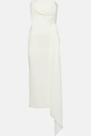 ALEX PERRY Bridal draped strapless crepe midi dress
