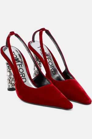 Tom Ford Embellished velvet slingback pumps