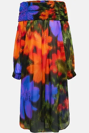 DRIES VAN NOTEN Smocked cotton midi dress