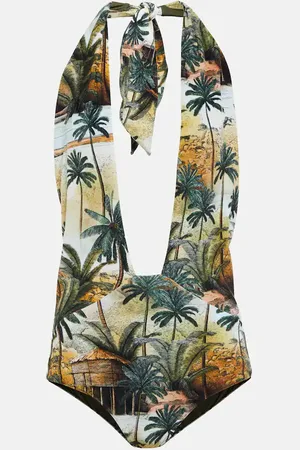 JOHANNA ORTIZ Hidden Paradise printed halterneck swimsuit