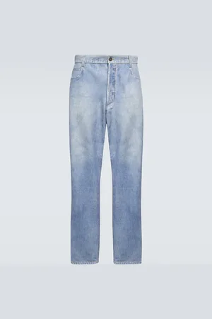Bottega Veneta Denim-print wide-leg leather pants
