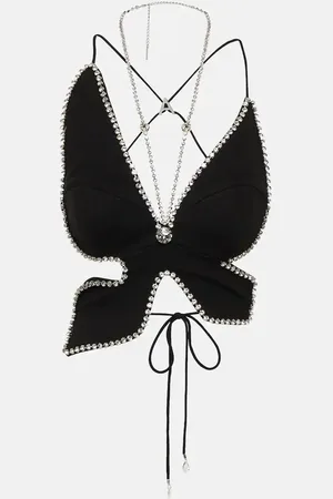 AREA Butterfly embellished ponte top