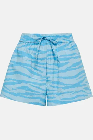 Ganni Zebra-print cotton shorts