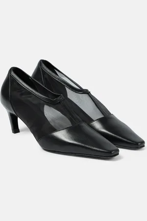 Totême T-strap leather and mesh pumps