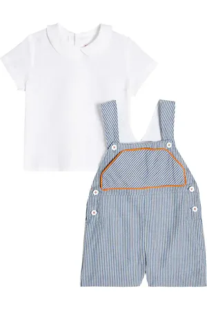 La Coqueta Baby striped cotton overalls and shirt set