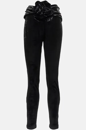 MAGDA BUTRYM Floral appliquÃ©d velvet leggings