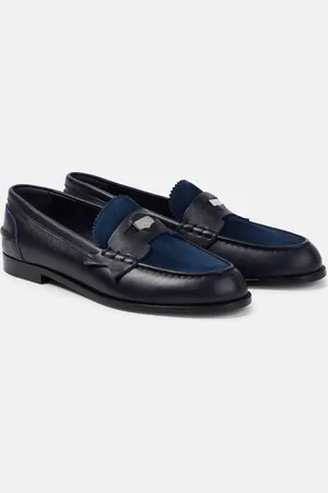 Christian Louboutin Penny suede-trimmed leather loafers