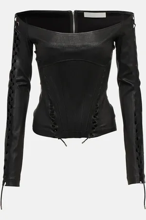 DION LEE Hinge-seam leather bustier top